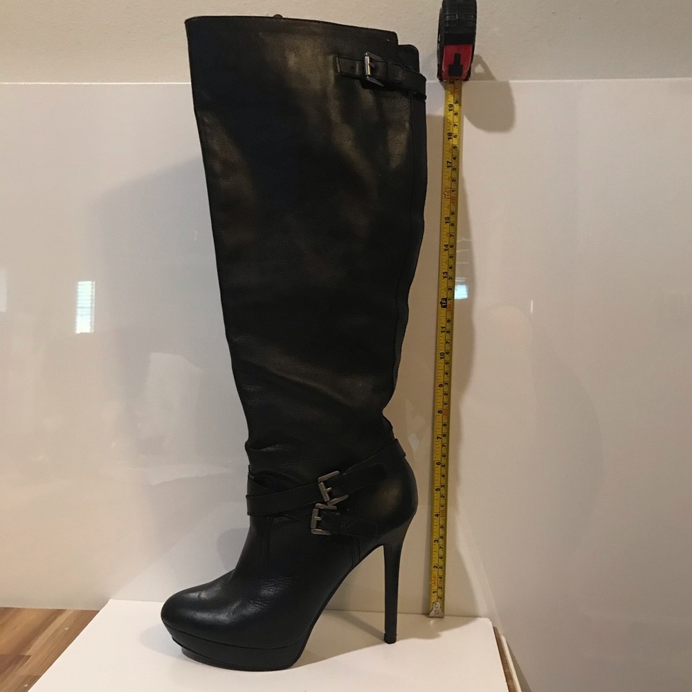 Black Tall Leather Boot - Picture 2 of 7